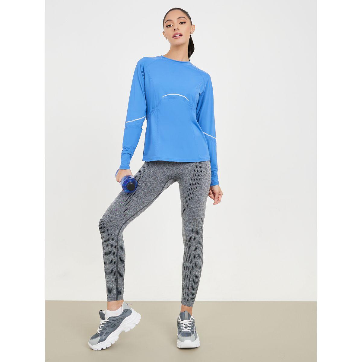 Styli Active Multi Panel Reflective Stripe with Thumbhole Detail Top-women-clothing-sportswearandactivewear-tshirtsandvests-image-1