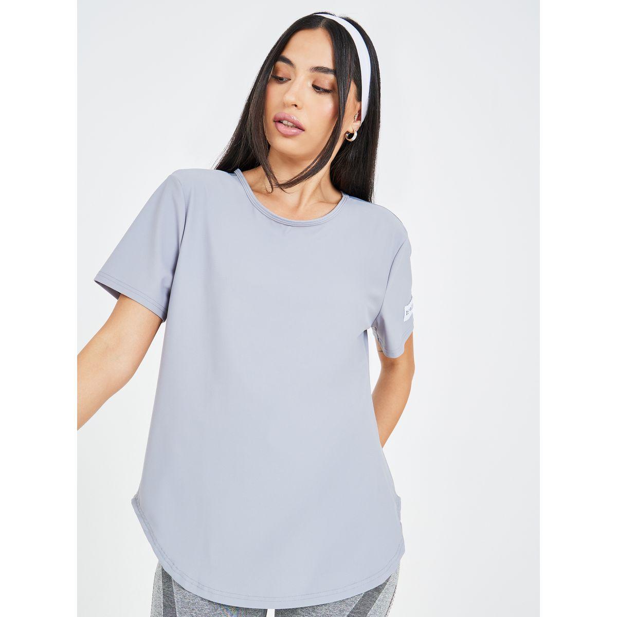 Styli Active T-Shaped Back Mesh Panel Label Sleeve Detail Top-women-clothing-sportswearandactivewear-tshirtsandvests-image-1