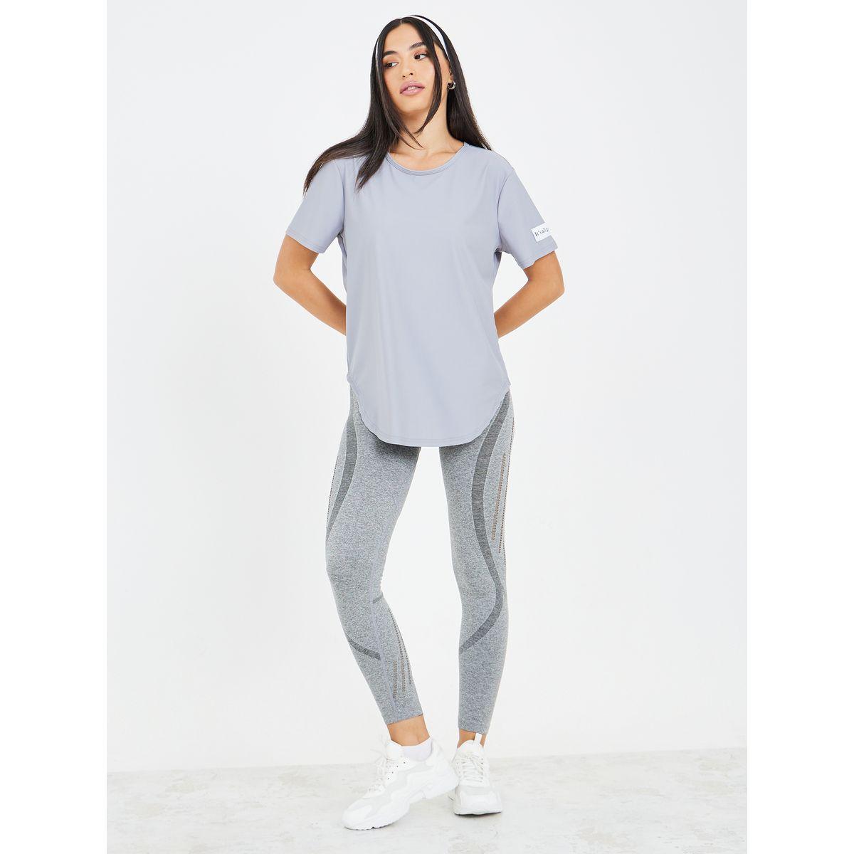 Styli Active T-Shaped Back Mesh Panel Label Sleeve Detail Top-women-clothing-sportswearandactivewear-tshirtsandvests-image-2