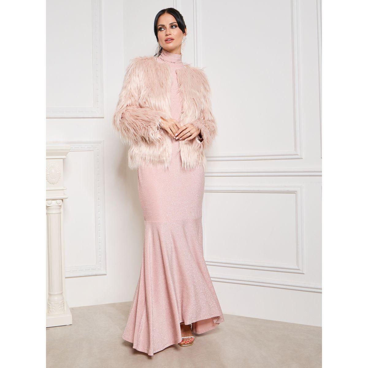 Styli Limited High Neck Stretch Shimmer Bodycon Maxi Dress-women-clothing-dresses-image-2