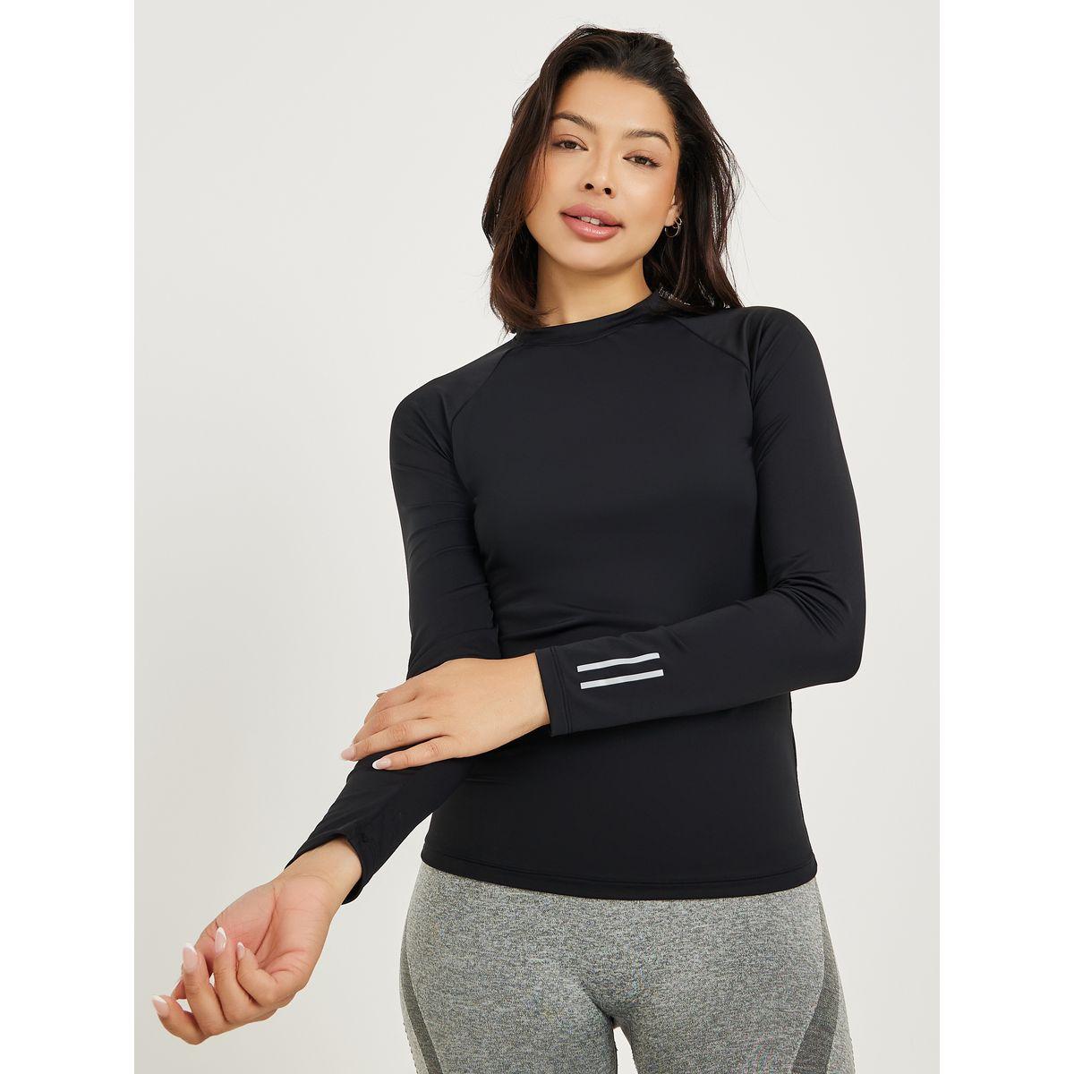 Styli Active Textured Back Detail Reflective Stripe Top-women-clothing-sportswearandactivewear-tshirtsandvests-image-1