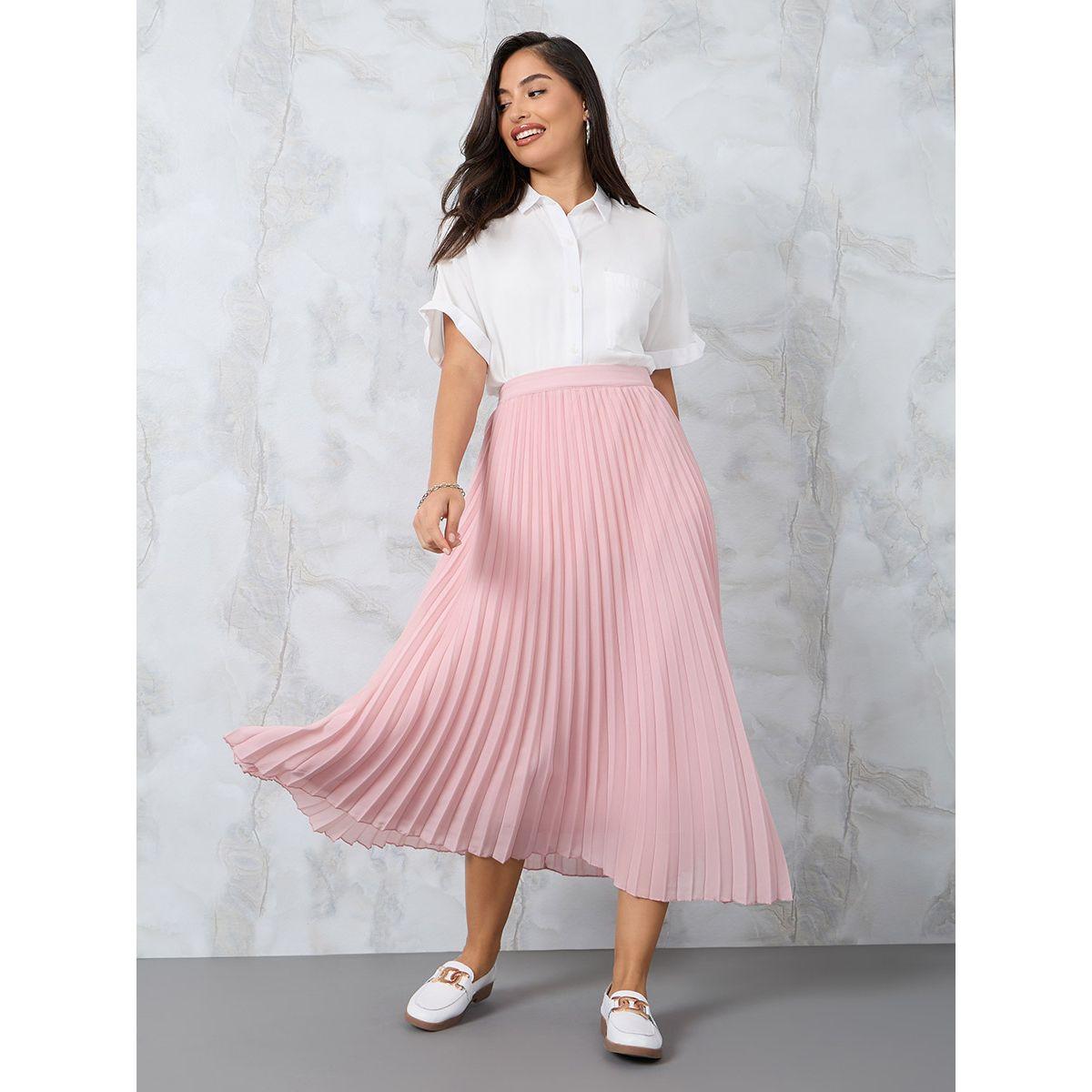 Styli Pleated A-Line Midi Skirt-women-clothing-bottoms-skirts-image-1