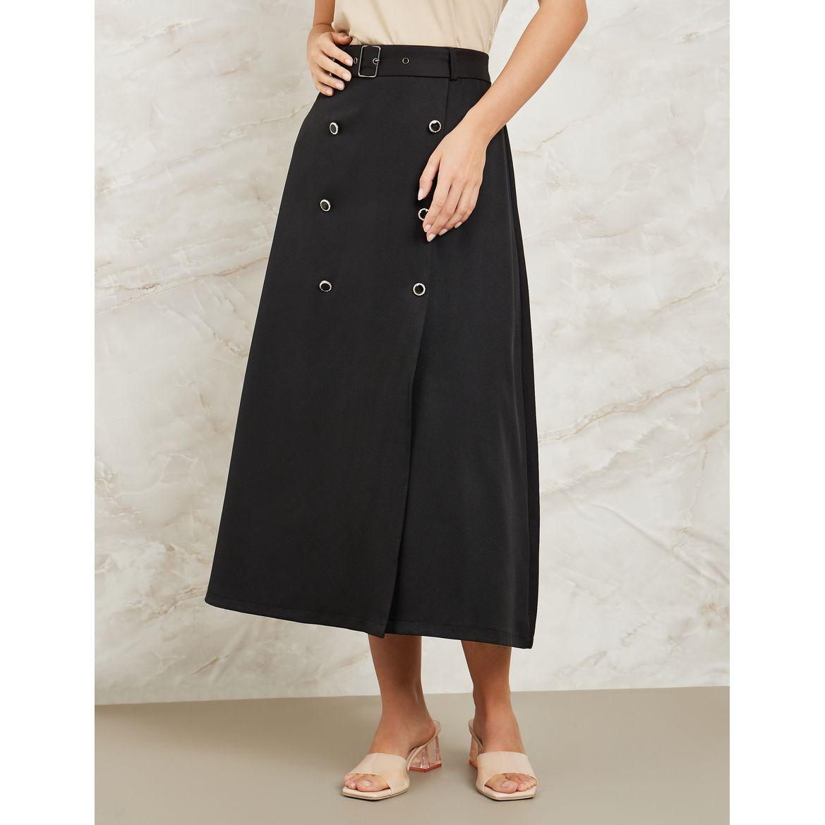 تنورة ميدي بنمط لف وأزرار-women-clothing-bottoms-skirts-image-1
