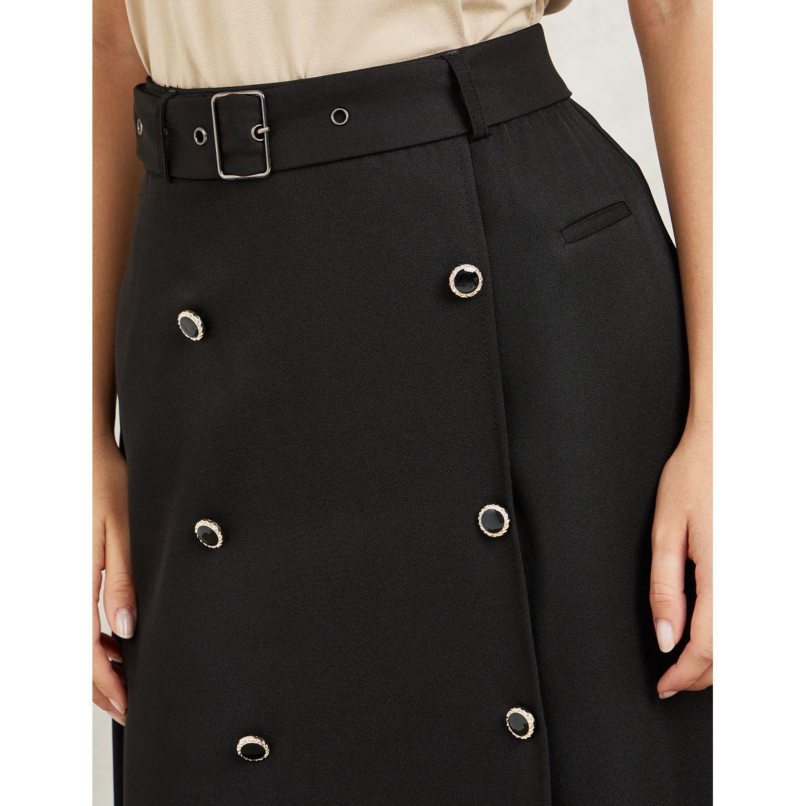 تنورة ميدي بنمط لف وأزرار-women-clothing-bottoms-skirts-image-3