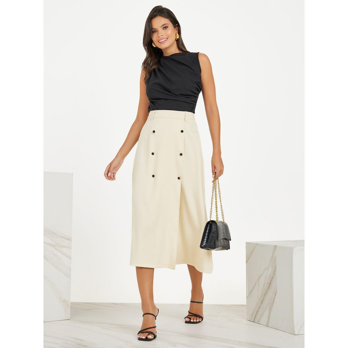 Buy button front skirt online best sale