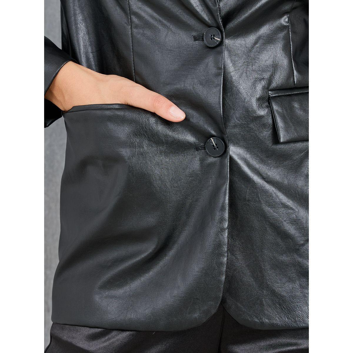 Styli Leather Look Notch Lapel Buttoned Blazer-women-clothing-coatsandjackets-blazers-image-4