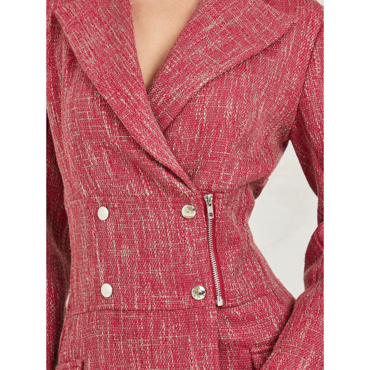 Styli Tweed Blazer Knee Length Dress with Zip Detail-women-clothing-dresses-image-3