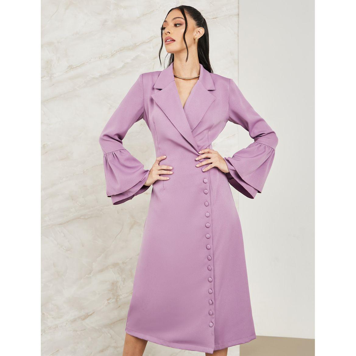 فستان ميدي بأكمام بنمط جرس-women-clothing-dresses-image-2