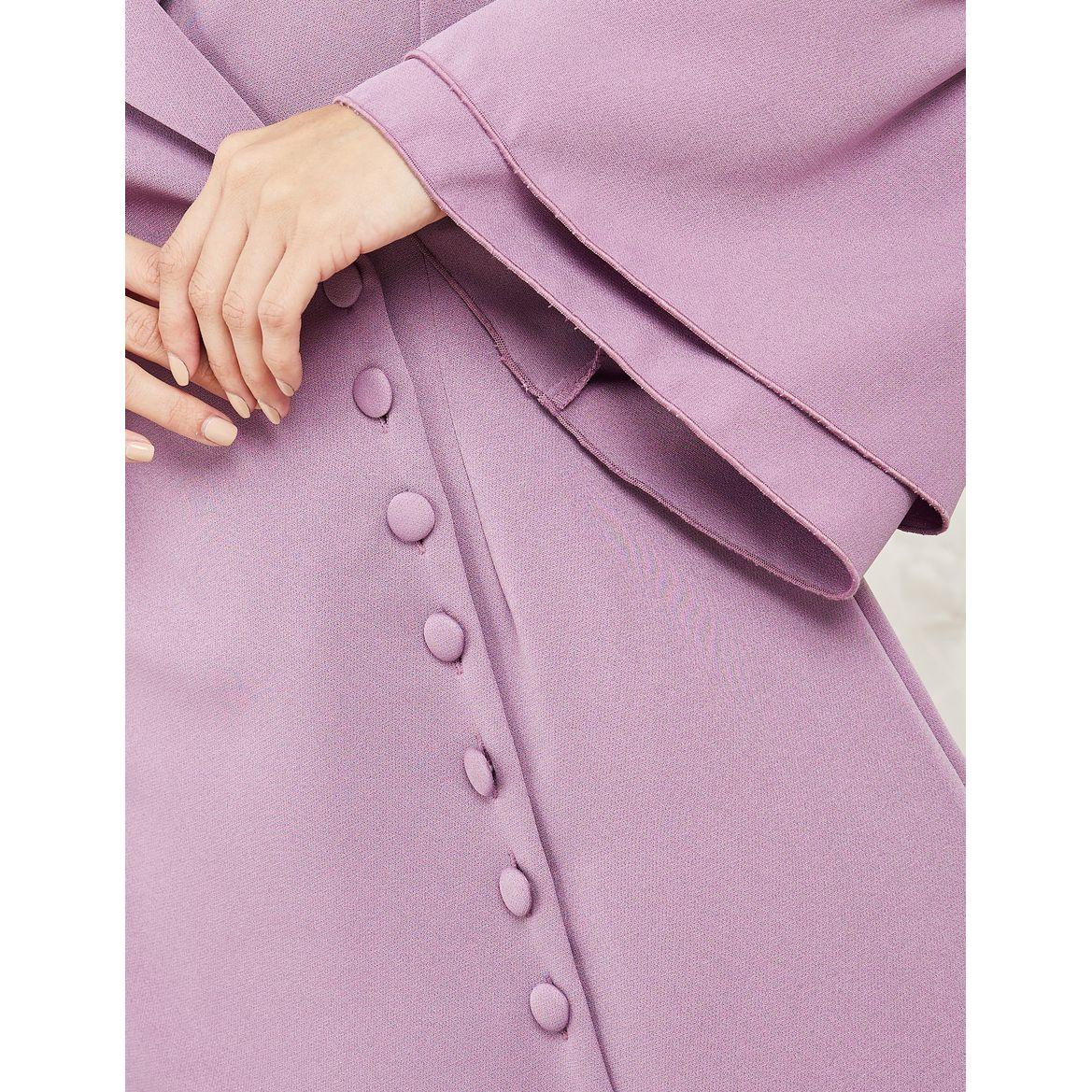 Styli Notch Lapel Blazer Midi Dress with Bell Sleeve-women-clothing-dresses-image-3