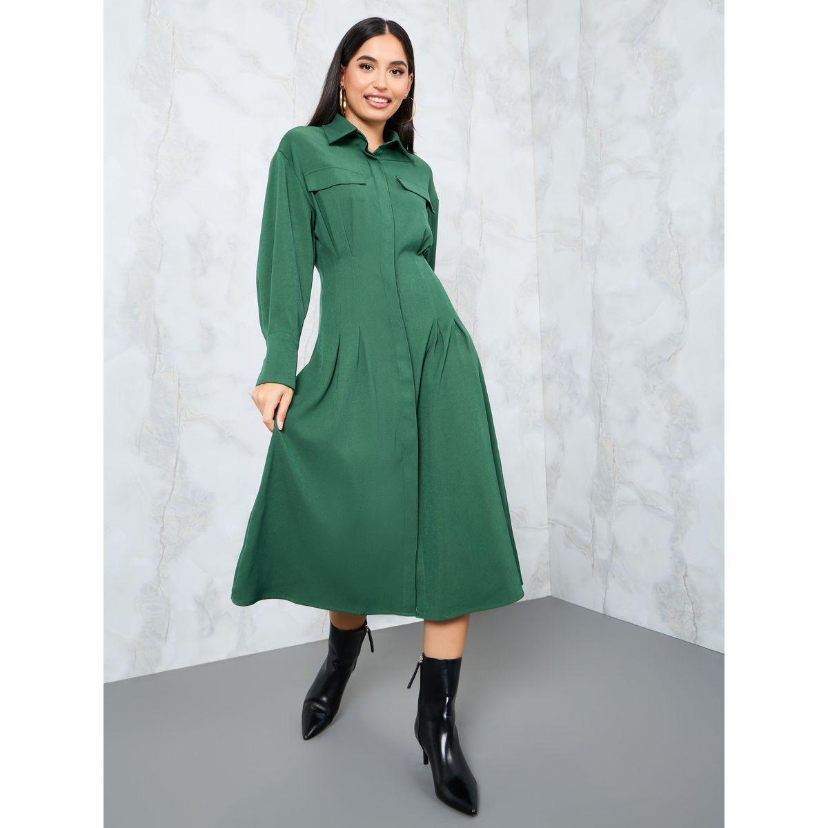 فستان ميدي بأزرار غلق مخفية-women-clothing-dresses-image-1