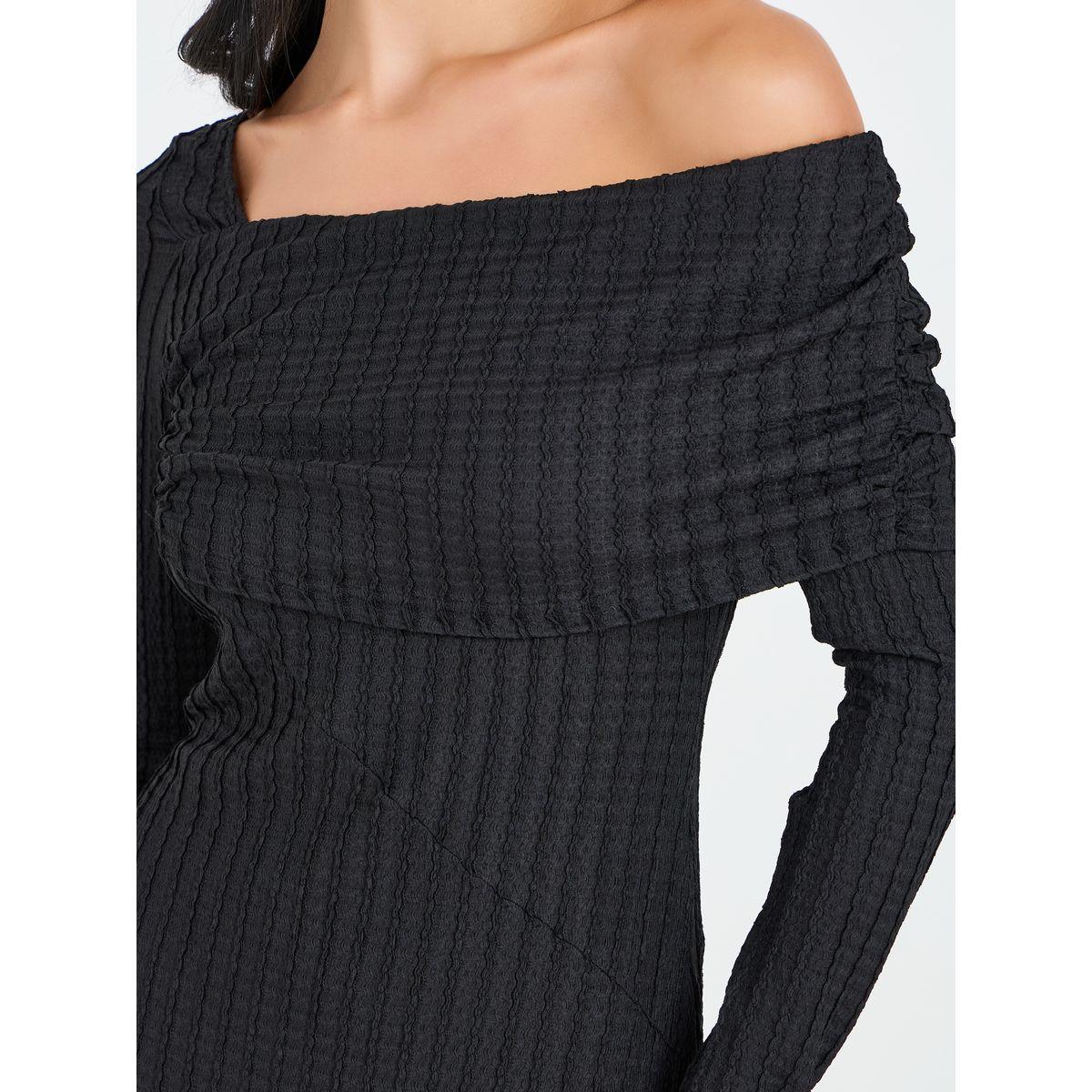 Styli Off Shoulder Neck Textured Shift Maxi Dress-women-clothing-dresses-image-4