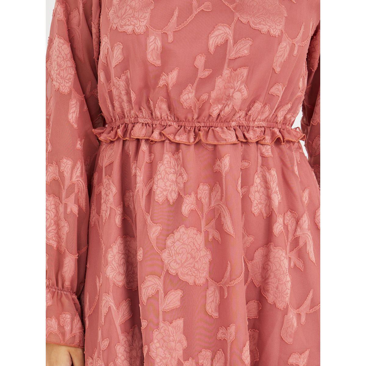 فستان ميدي جاكار بياقة عالية-women-clothing-dresses-image-3