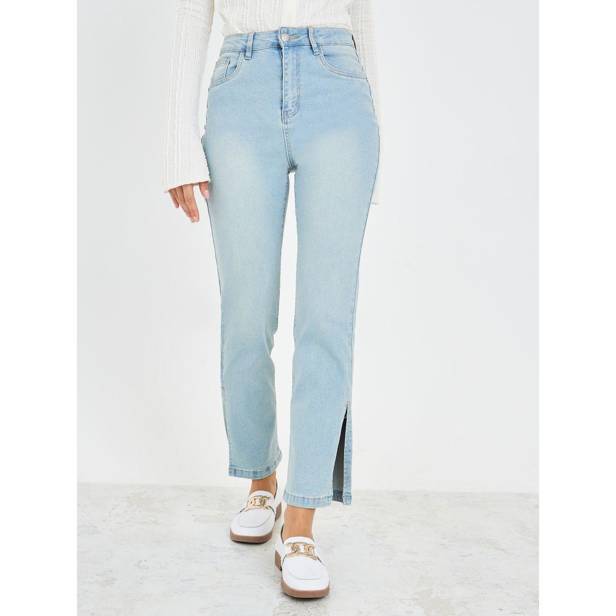 Styli High Rise Slim Fit Jeans with Slit Hem-women-clothing-bottoms-jeans-image-2