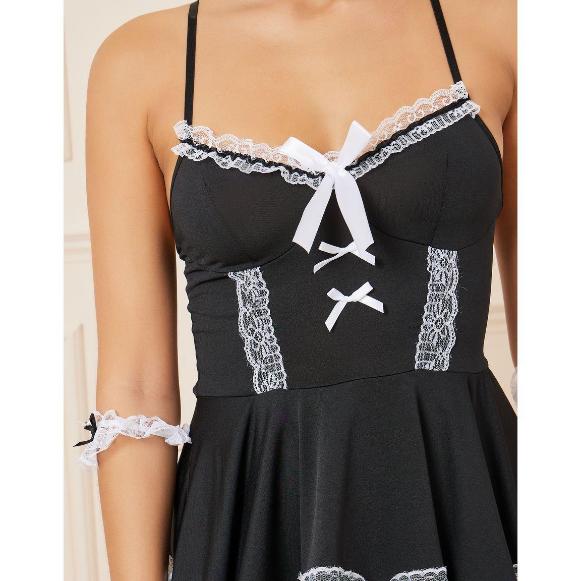 Styli Pack of 4 - Lace Detail Satin Bow Babydoll Arm Bands Brief and Headband-women-clothing-lingerie-babydollsandbodysuits-image-2