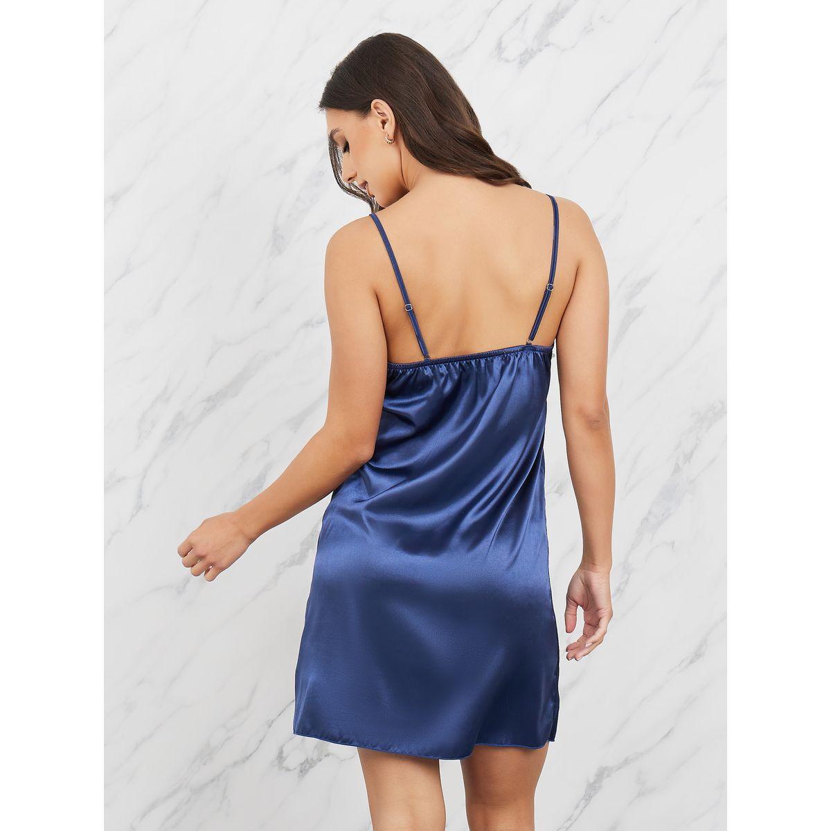 Styli Floral Lace Trim V Neck Satin Slip Dress-women-clothing-lingerie-babydollsandbodysuits-image-5