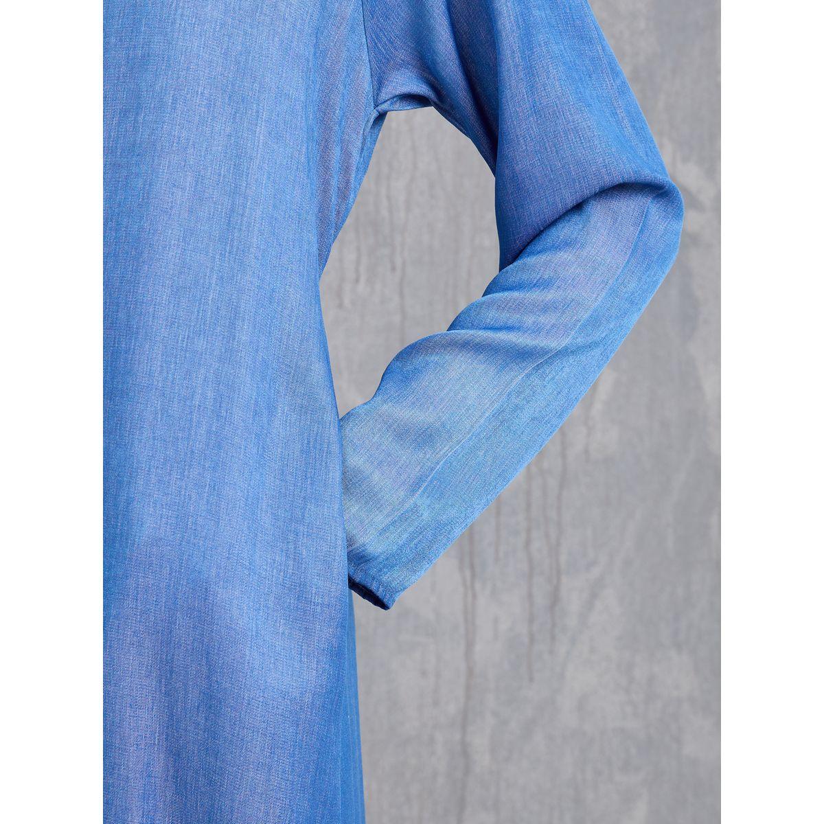 Styli Lightweight Denim Shirt Midi Dress with Zip Closure-women-clothing-dresses-image-4