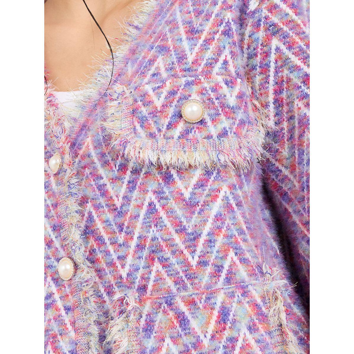 Styli Furry Button Up Pocket Trim Cardigan-women-winterwear-cardigansandjumpers-cardigans-image-3