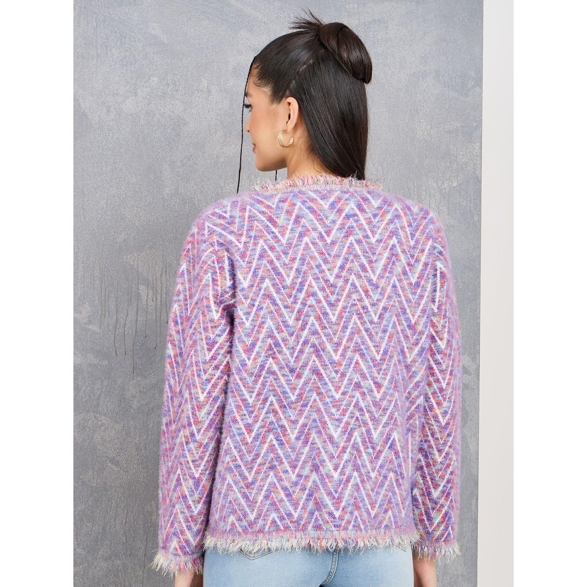 كارديجان بحواف ممزقة وأزرار غلق-women-winterwear-cardigansandjumpers-cardigans-image-4