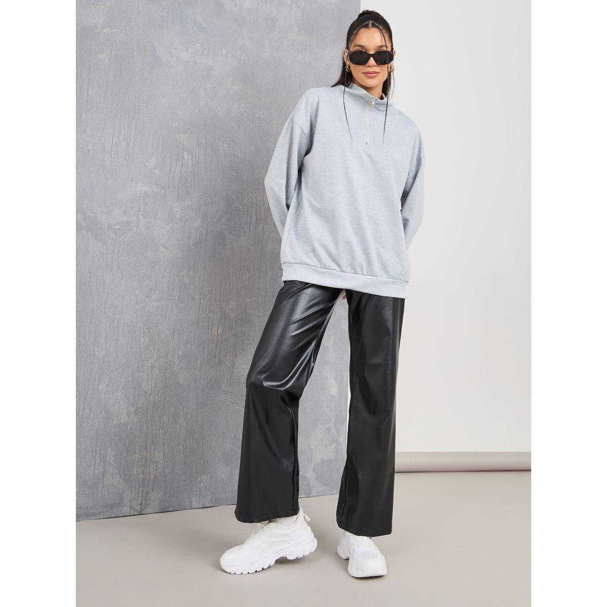 Styli Oversized Longline Half Zip Sweatshirt-women-winterwear-hoodiesandsweatshirts-sweatshirts-image-2