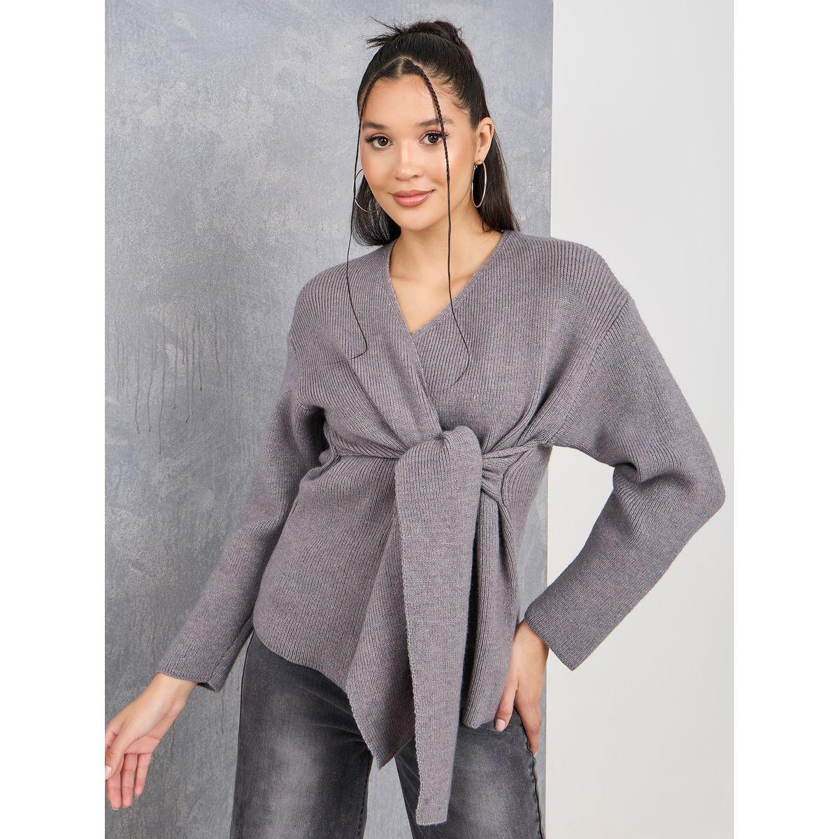Styli Wrap Front Tie Detail Knit Cardigan-women-winterwear-cardigansandjumpers-cardigans-image-1