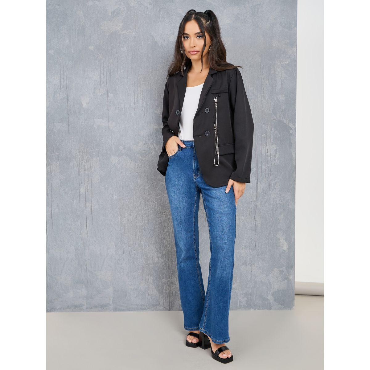 Styli Lightweight Solid Blazer with Removable Chain-women-clothing-coatsandjackets-blazers-image-2