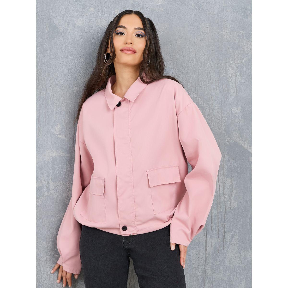 Styli Solid Regular Fit Lightweight Jacket-women-winterwear-coatsandjackets-jackets-image-1