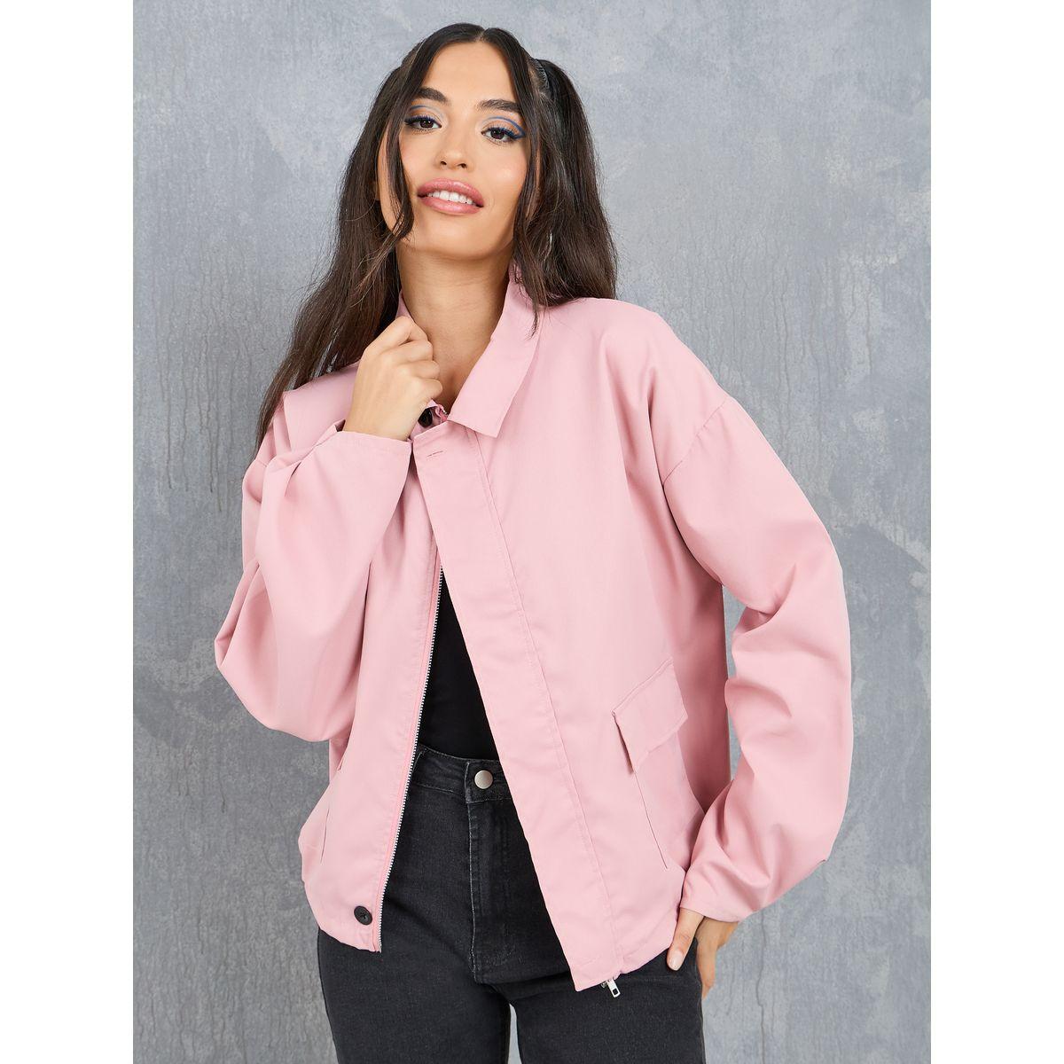 Styli Solid Regular Fit Lightweight Jacket-women-winterwear-coatsandjackets-jackets-image-3