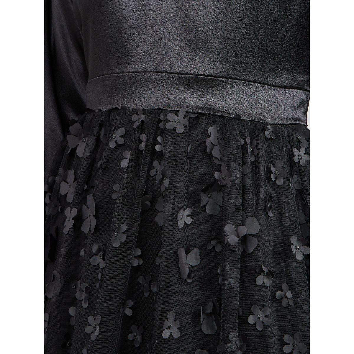 Styli Floral Applique Mesh Insert A-Line Midi Dress-women-clothing-dresses-image-3