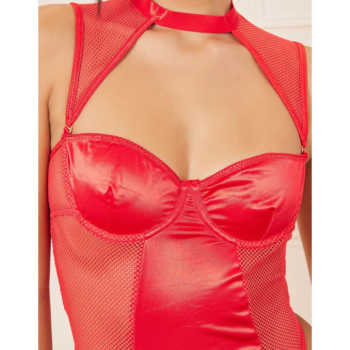 بودي سوت بياقة هولتر وتفاصيل شبكية-women-clothing-lingerie-corsets-image-2