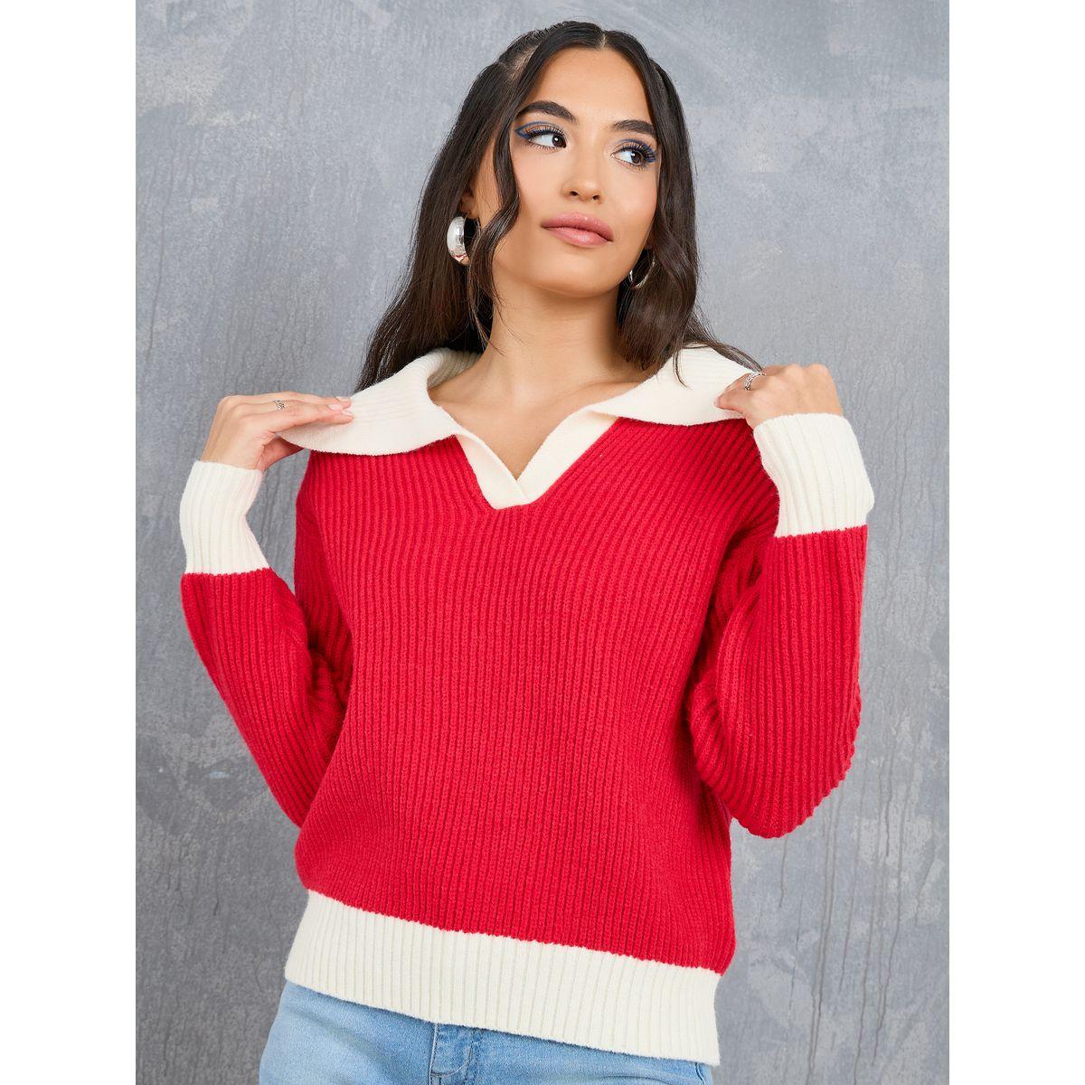 Styli Regular Fit Colorblock Ribbed Knit Sweater-women-clothing-cardigansandjumpers-jumpers-image-1