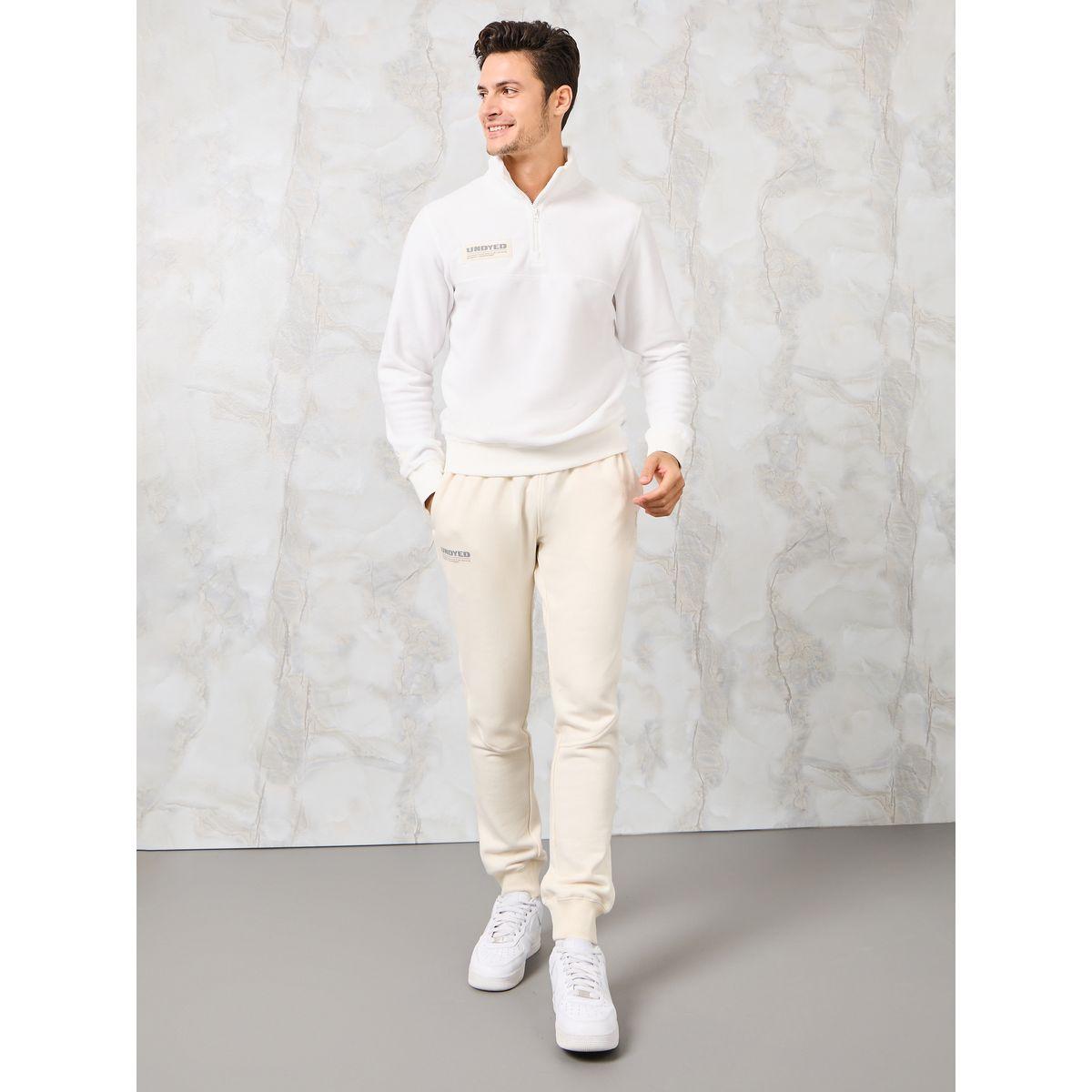 Undyed 1/4 Zip Fleece Sweatshirt-men-winterwear-hoodiesandsweatshirts-image-2
