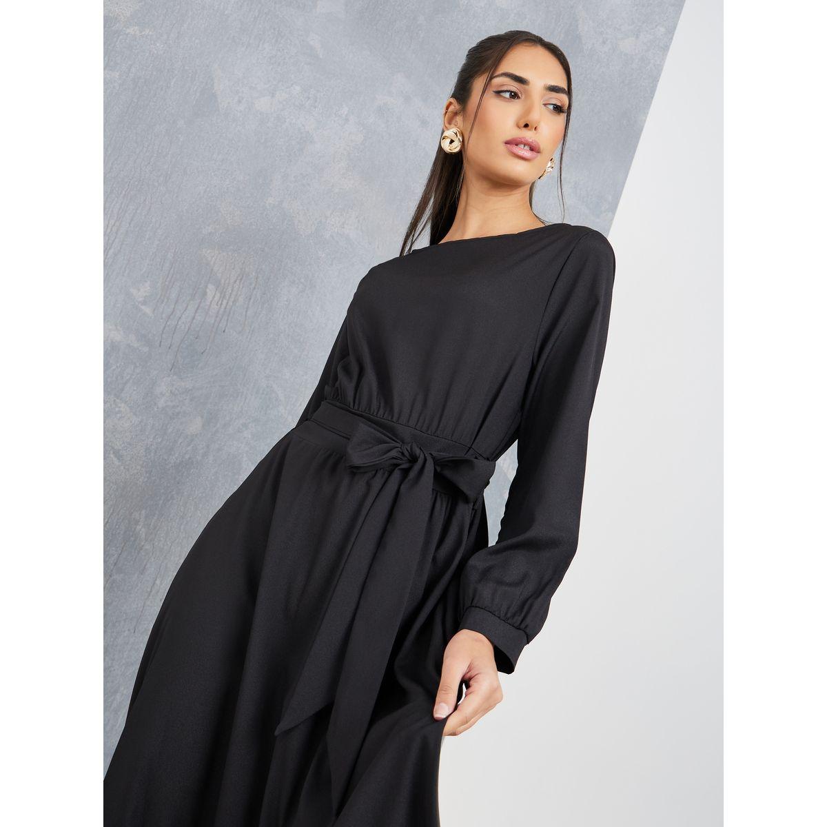 فستان طويل مع حزام خصر-women-clothing-dresses-image-2