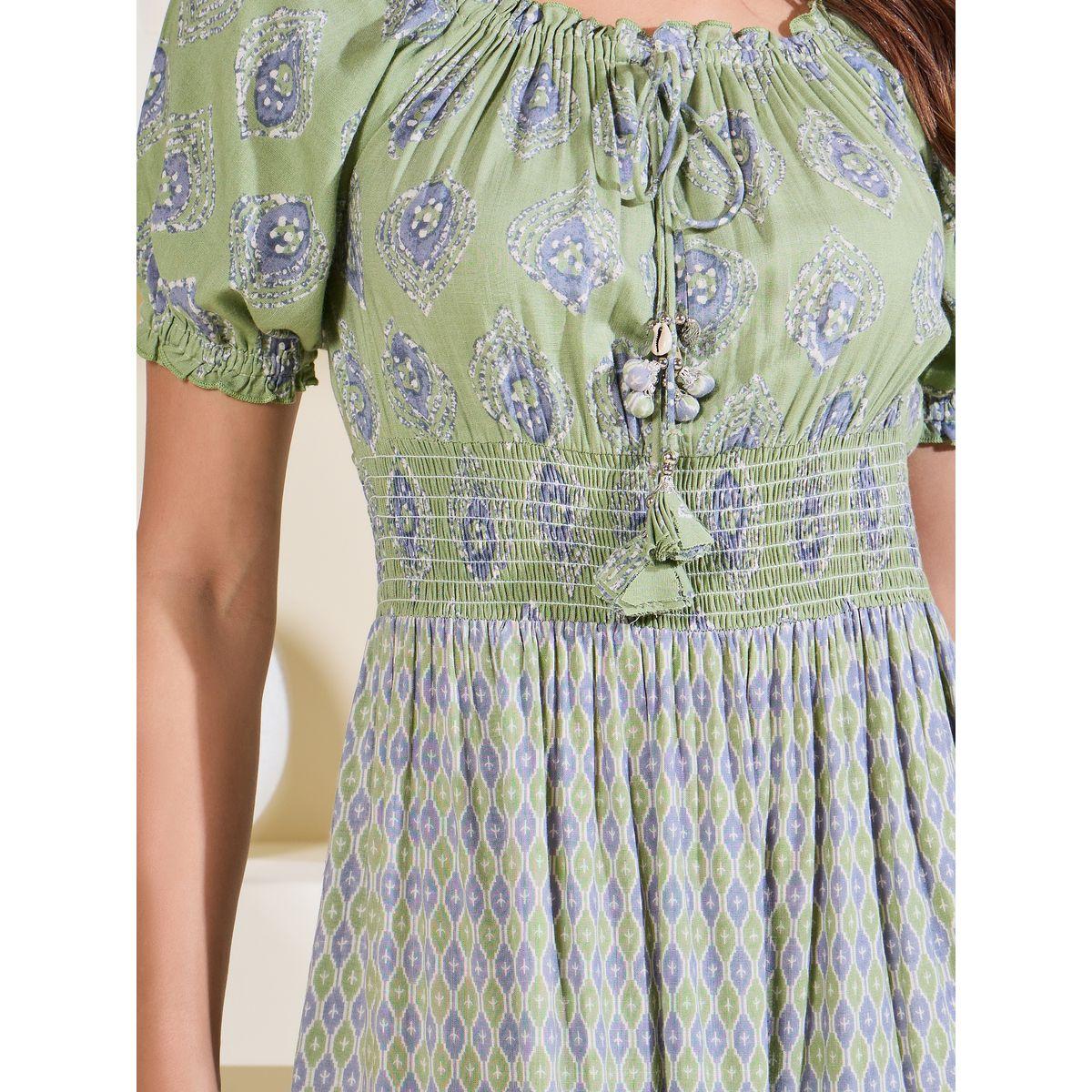 فستان ميدي مزين بشراشيب وطيات-women-clothing-dresses-image-3