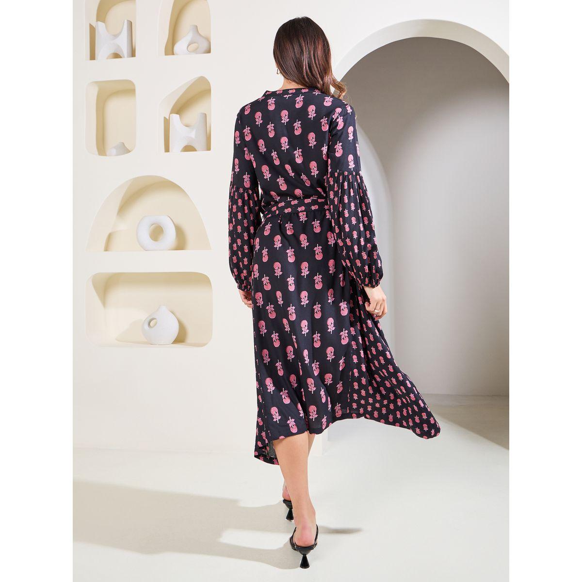 Styli Elevate Floral Print Shirt Midi Dress with Waist Tie Up-women-clothing-dresses-image-4