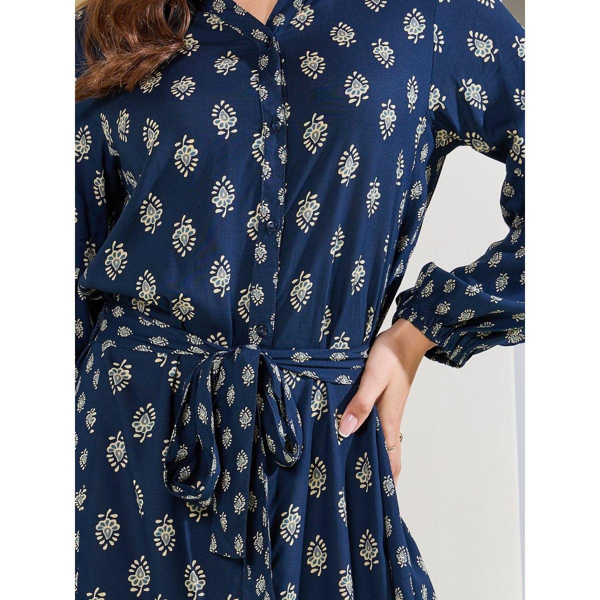 Styli Elevate AOP Shirt Midi Dress with Waist Tie Up-women-clothing-dresses-image-3