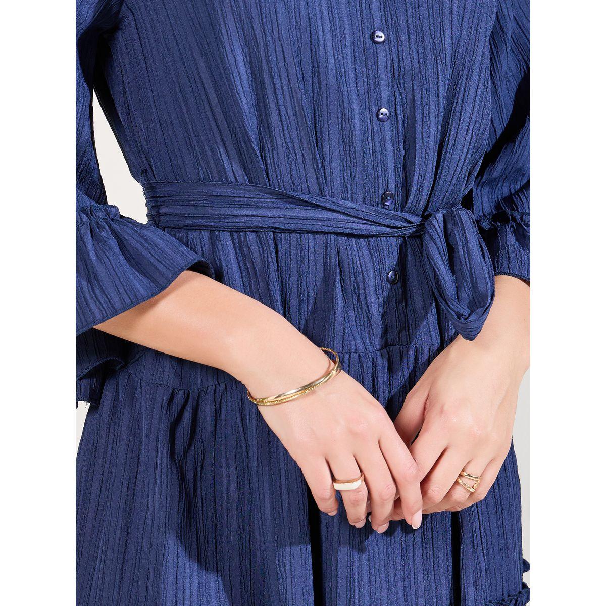 Styli Elevate Textured Mandarin Collar Tiered Midi Dress-women-clothing-dresses-image-3