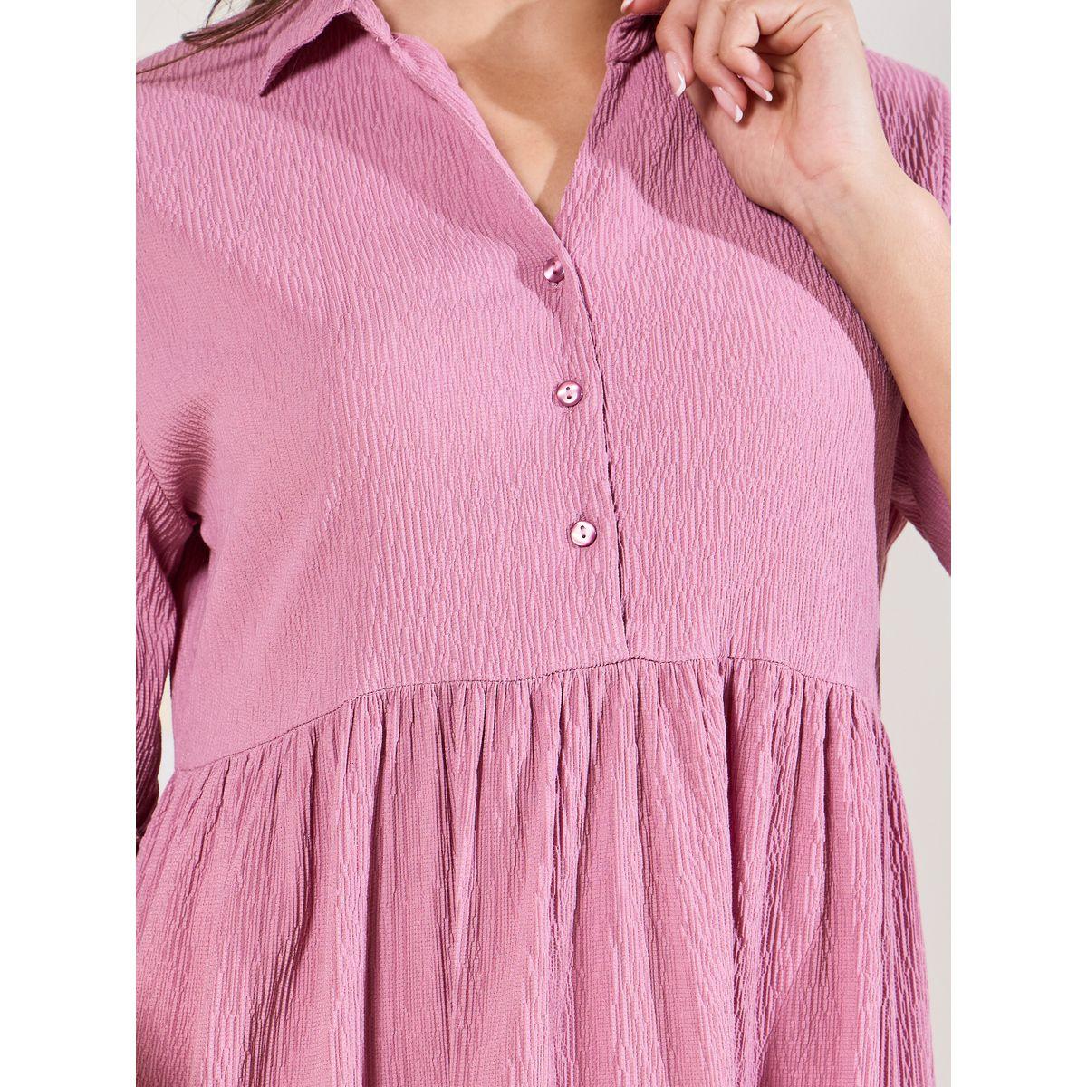 Styli Elevate Textured Collared Tiered Midi Dress-women-clothing-dresses-image-3