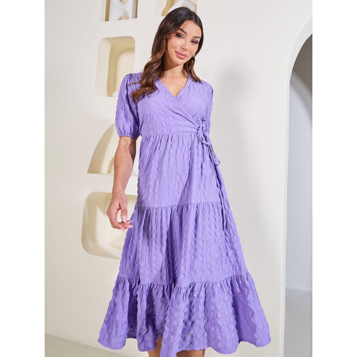 Styli Elevate Textured Tiered Wrap Midi Dress-women-clothing-dresses-image-2
