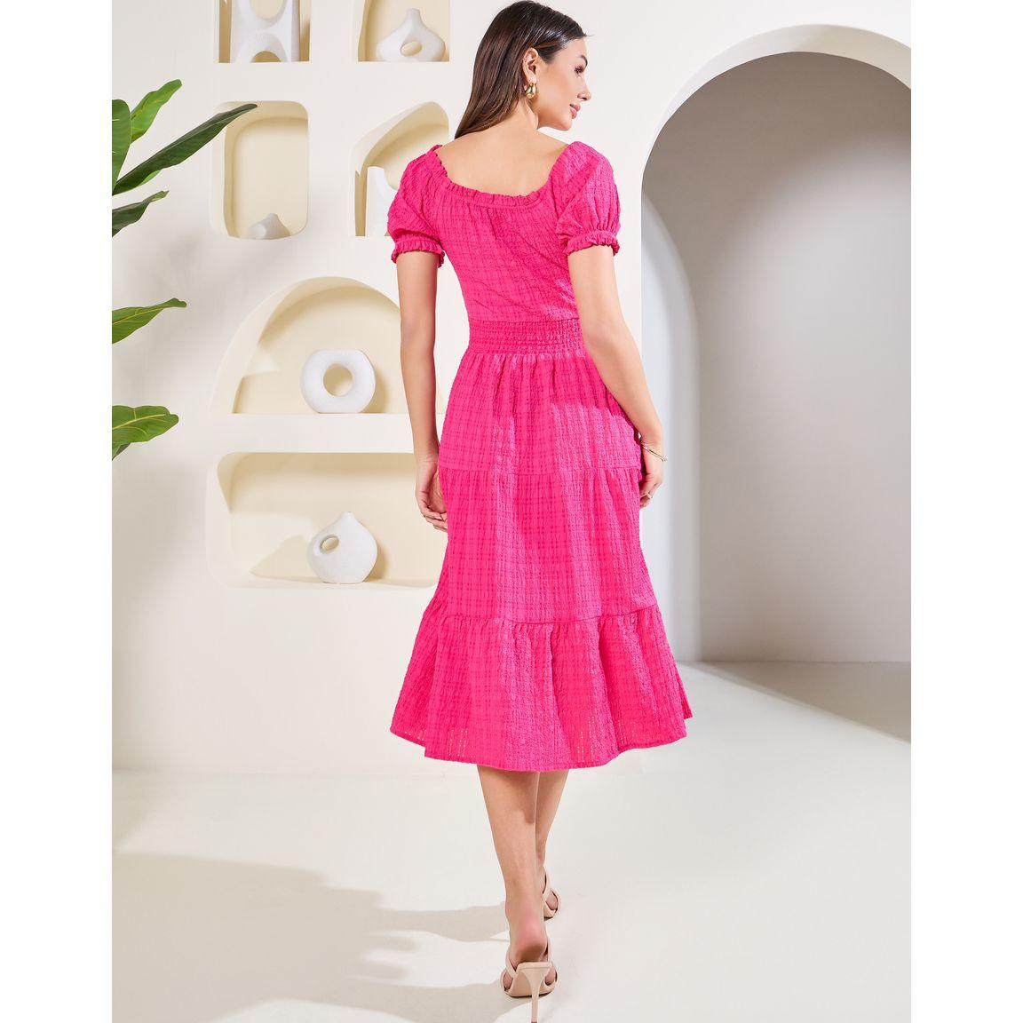 Styli Elevate Textured Print Tie Up Neck Tiered Midi Dress-women-clothing-dresses-image-4