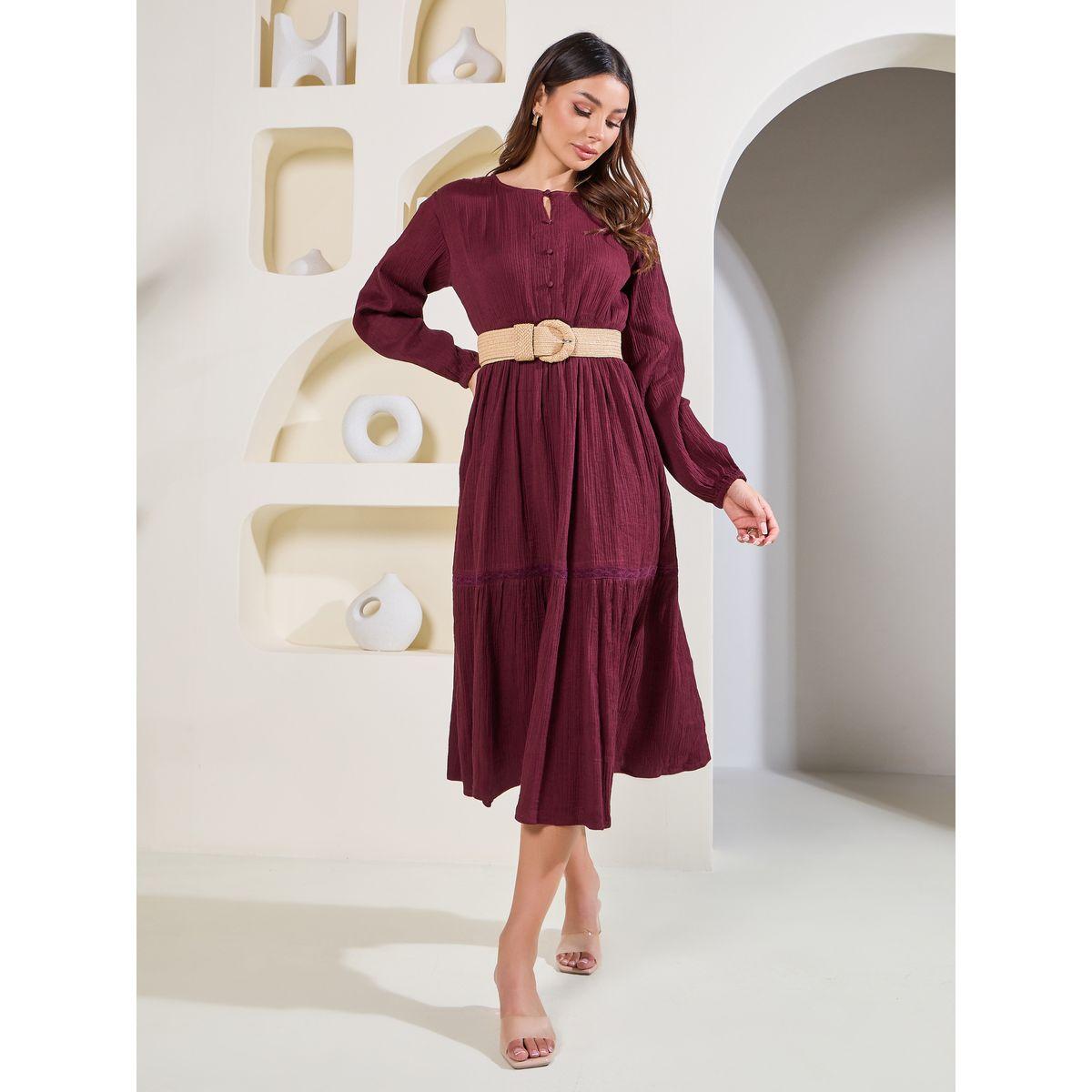 Styli Elevate Gathered Detail Shift Midi Dress-women-clothing-dresses-image-1