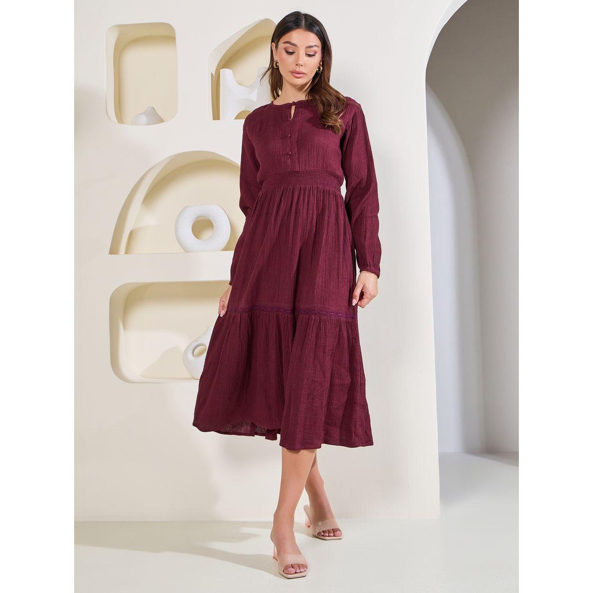 Styli Elevate Gathered Detail Shift Midi Dress-women-clothing-dresses-image-2