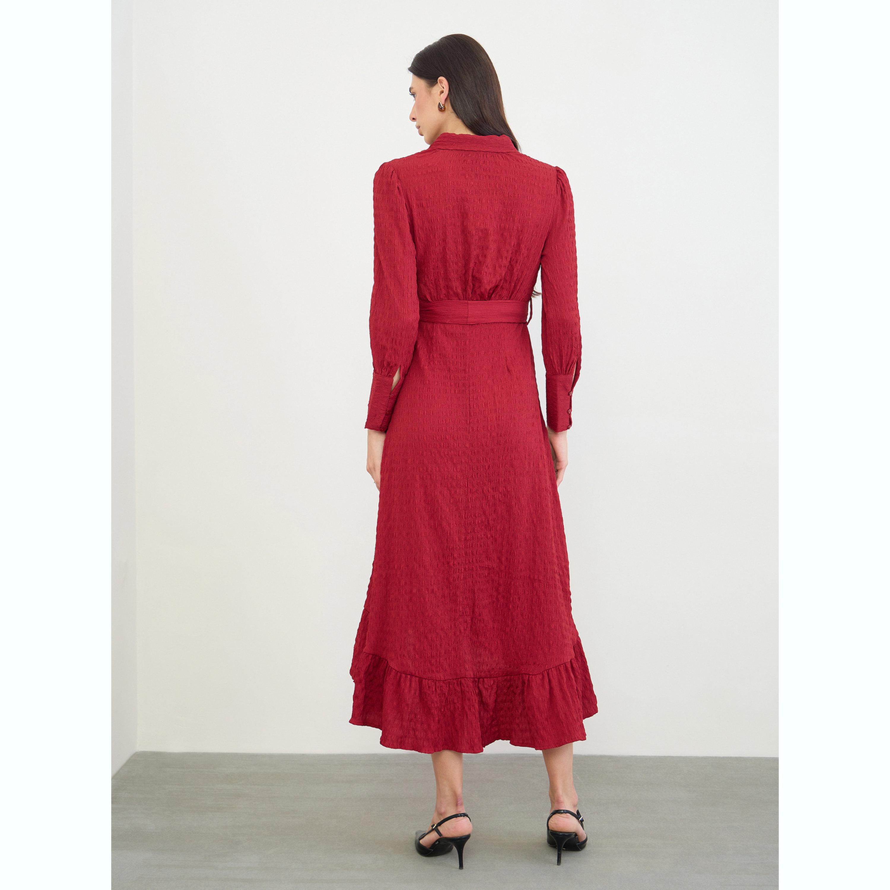 فستان ميدي لف بحافة كشكش-women-clothing-dresses-image-2