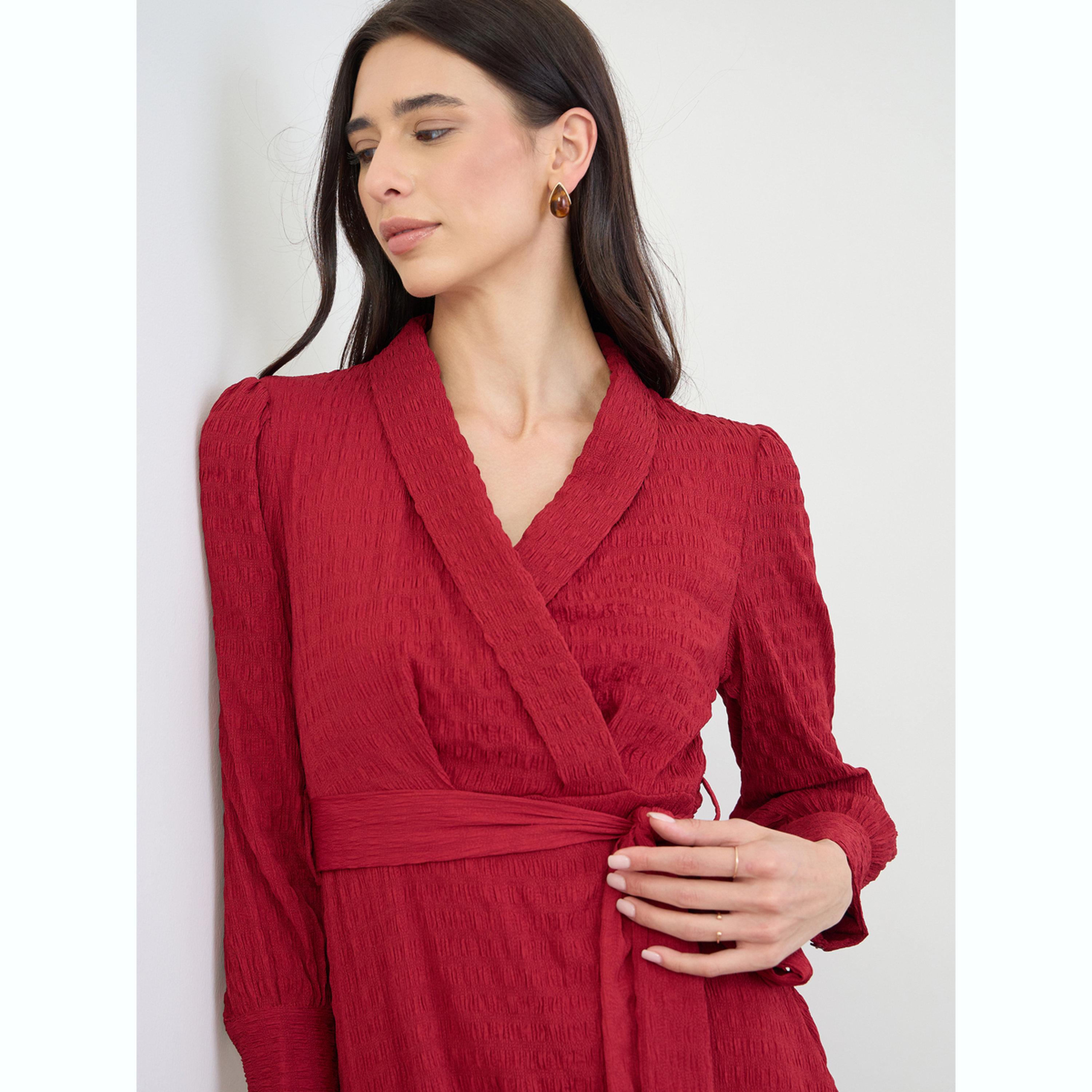 فستان ميدي لف بحافة كشكش-women-clothing-dresses-image-3