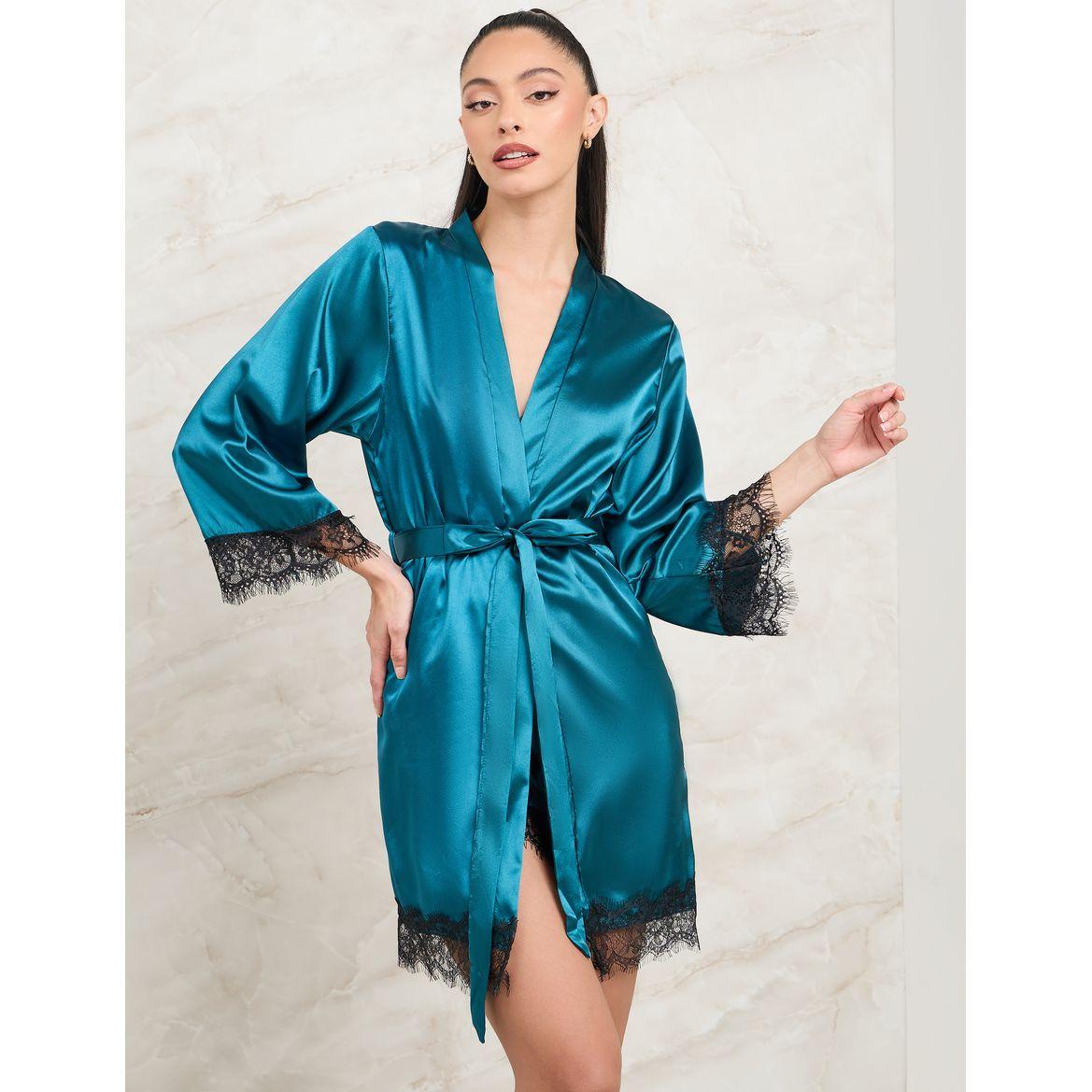 Styli Pack of 4 - Satin Robe, Short, Lace Bralette & Brazilian Brief-women-clothing-lingerie-lingeriesets-image-8