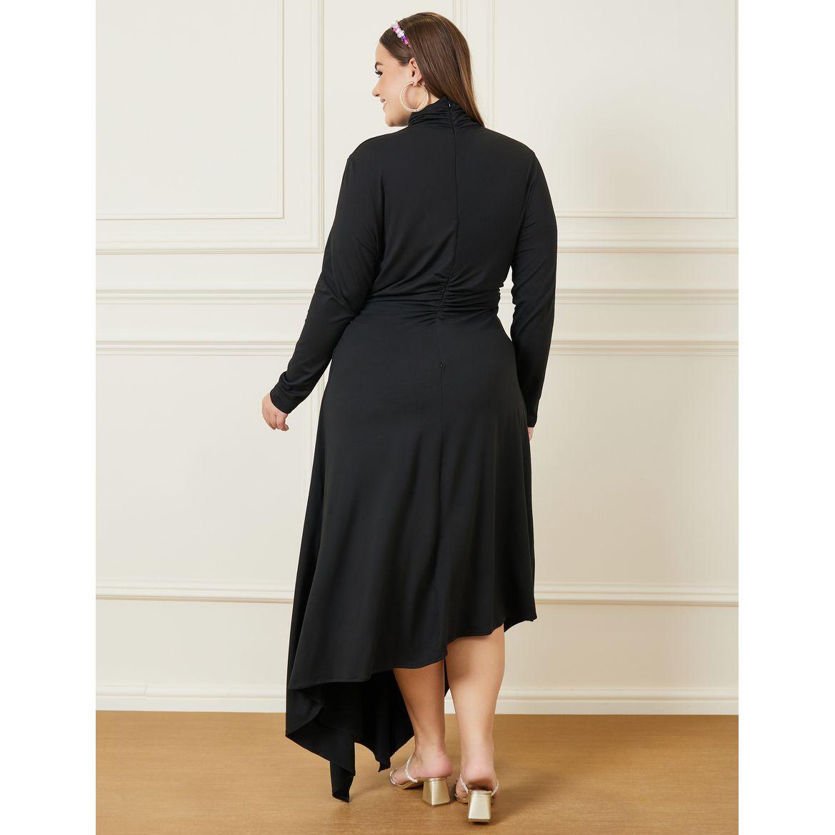 Styli Plus Asymmetrical Long Sleeve Maxi Dress with Belt-women-clothing-dresses-image-4