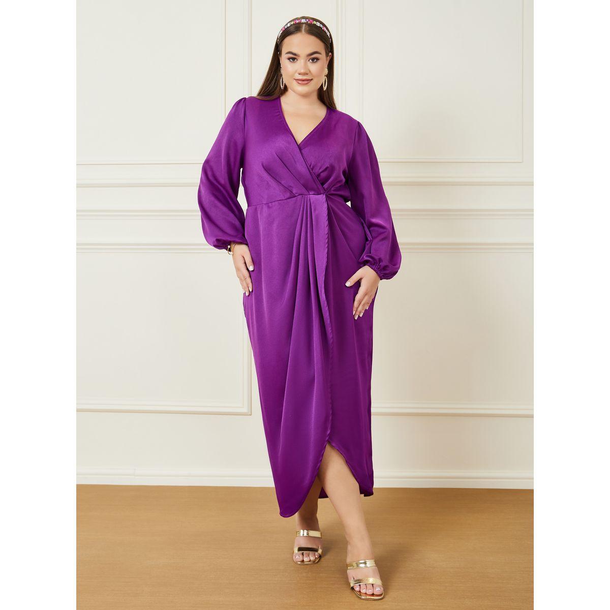 فستان ساتان طويل باكمام طويلة-women-clothing-dresses-image-1
