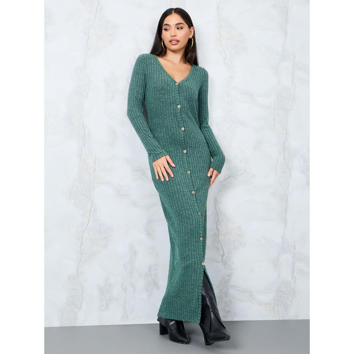 فستان طويل محبوك مع أزرار-women-clothing-dresses-image-1
