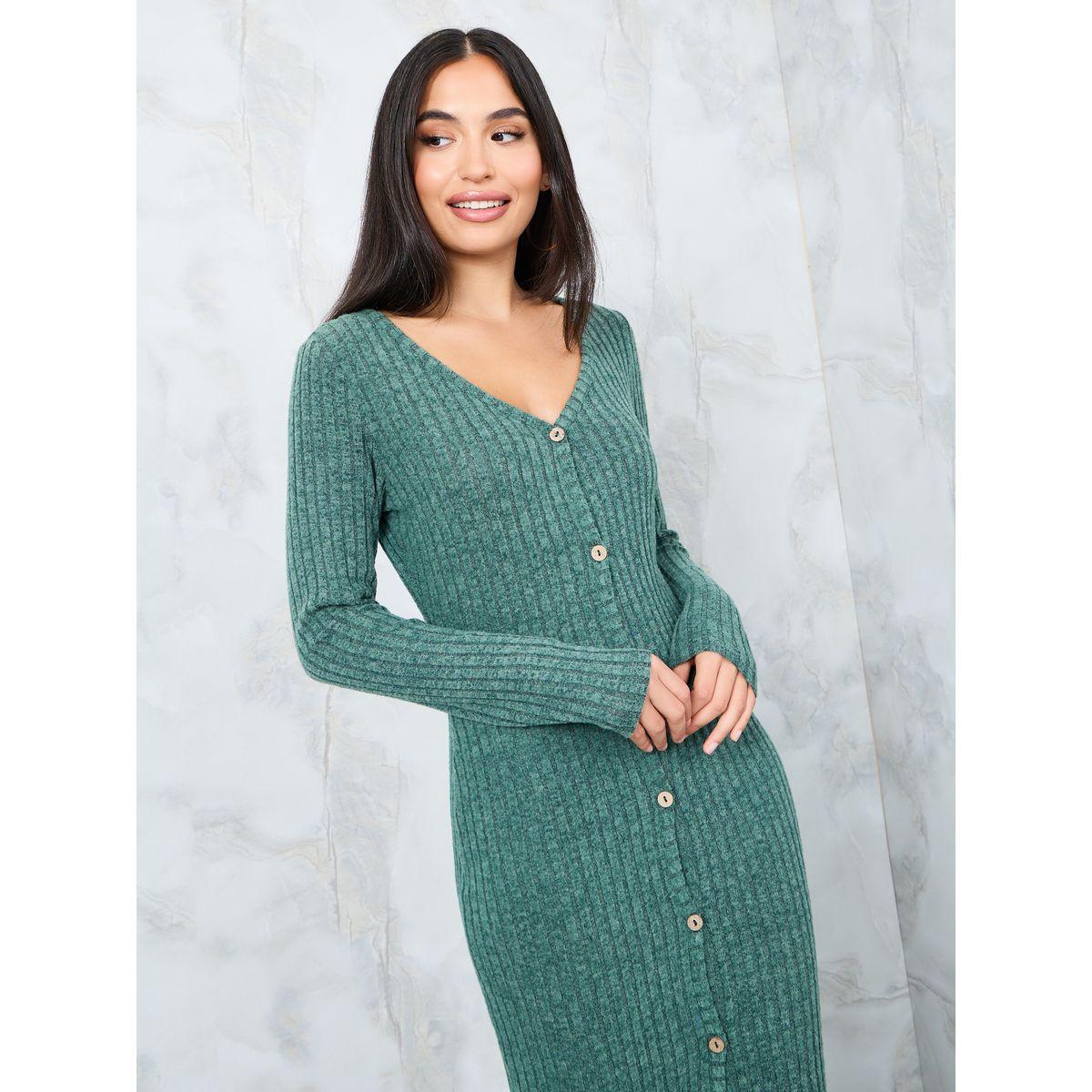 فستان طويل محبوك مع أزرار-women-clothing-dresses-image-2