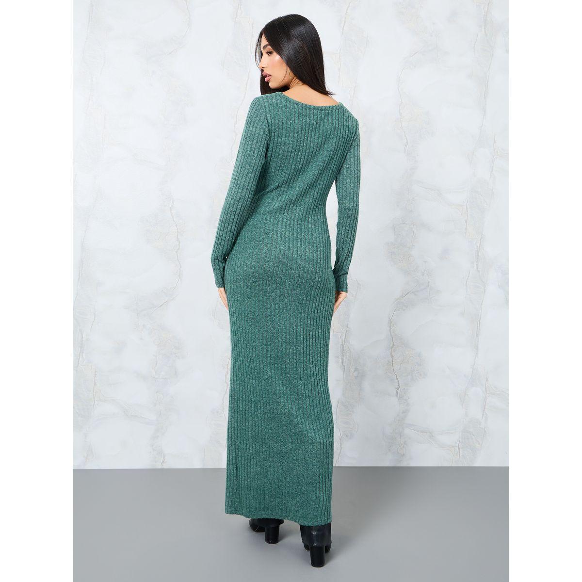 Styli Ribbed Knit Bodycon Maxi Dress with Buttons-women-clothing-dresses-image-4