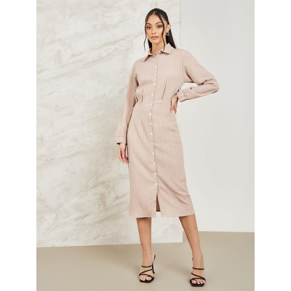 فستان ميدي بتفاصيل بارزة الملمس-women-clothing-dresses-image-1
